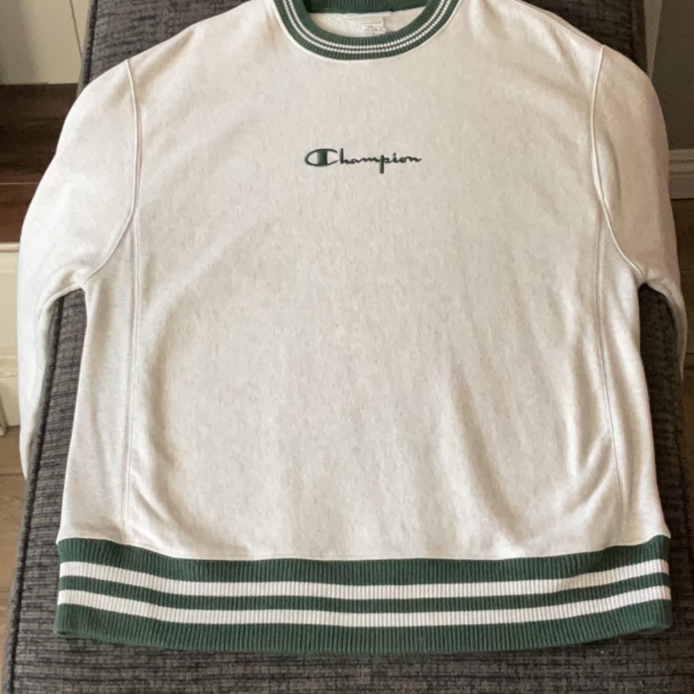 Vintage 90’s Champion Life Reverse Weave Men's Crewneck Sweater white/Green